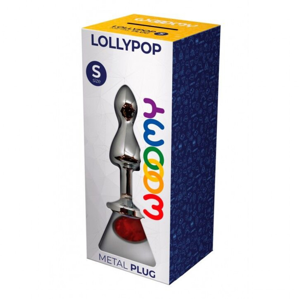 Анальная пробка - Металлическая анальна пробка Wooomy Lollypop Double Ball Metal Plug Red S диаметр 2,8см, длина 8,5см 2