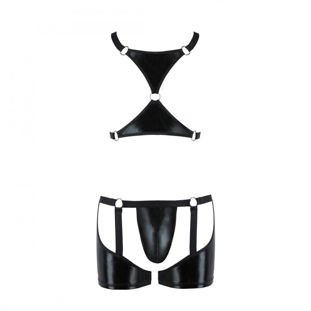 Стринги, трусы и шорты - Комплект эротического мужского белья Passion 047 Set John XXL/XXXL Black, трусы, портупея 2