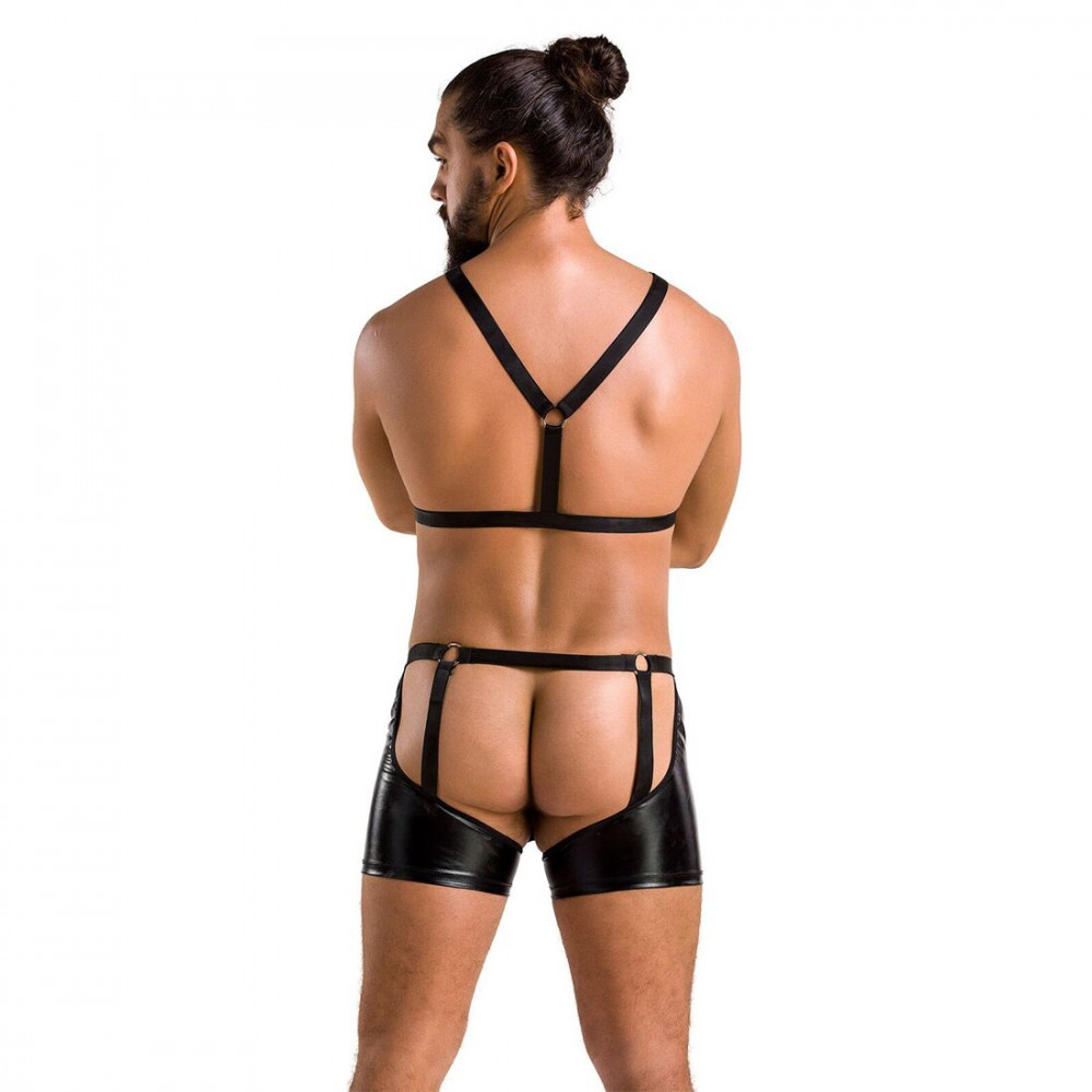 Стринги, трусы и шорты - Комплект эротического мужского белья Passion 047 Set John XXL/XXXL Black, трусы, портупея 3
