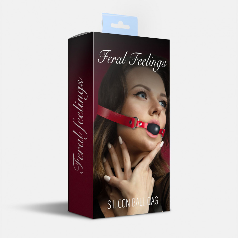 Кляп - Кляп силиконовый Feral Feelings Silicon Ball Gag Red/Black, красный ремень, черный шарик 1
