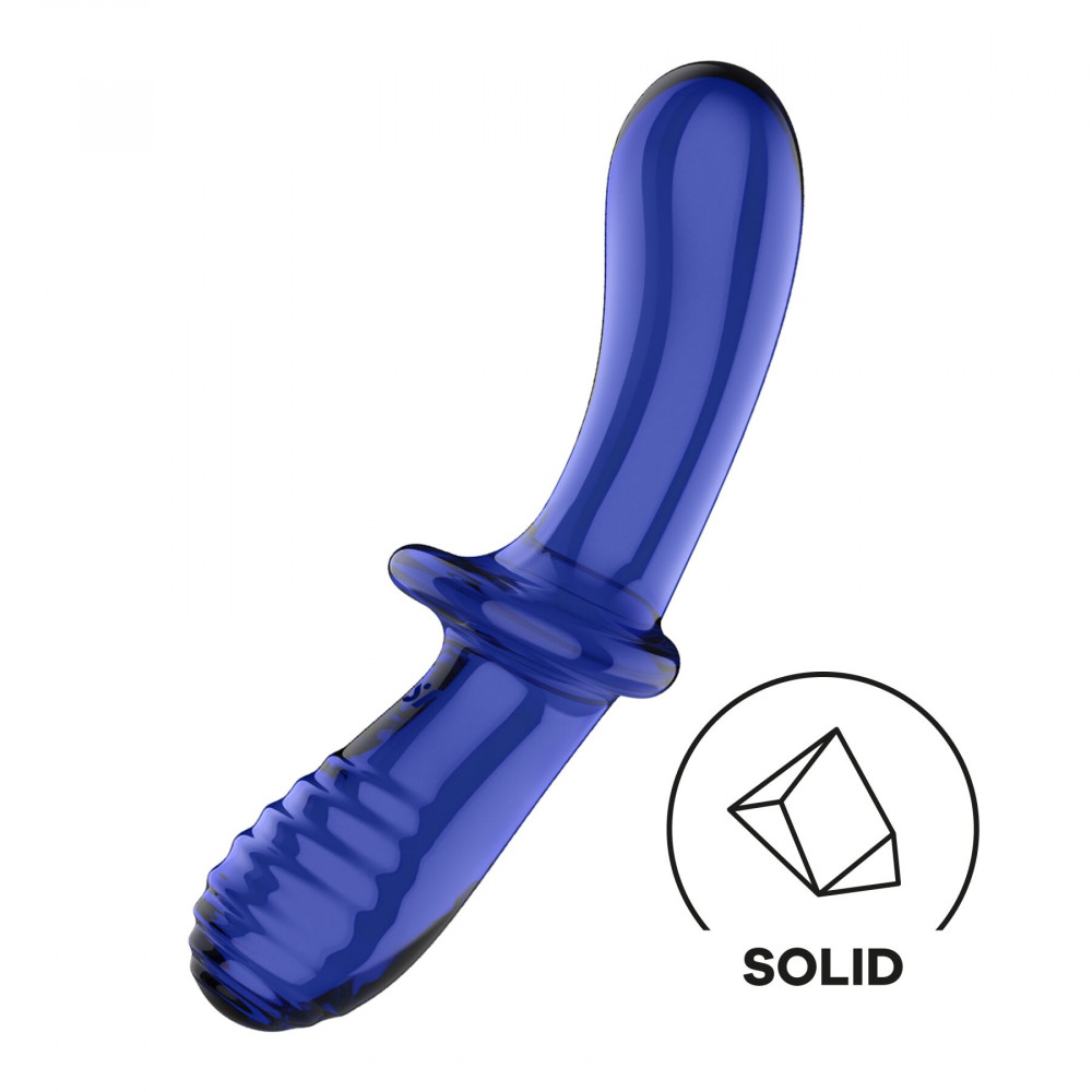 Дилдо - Стеклянный дилдо Satisfyer Double Crystal (light blue)