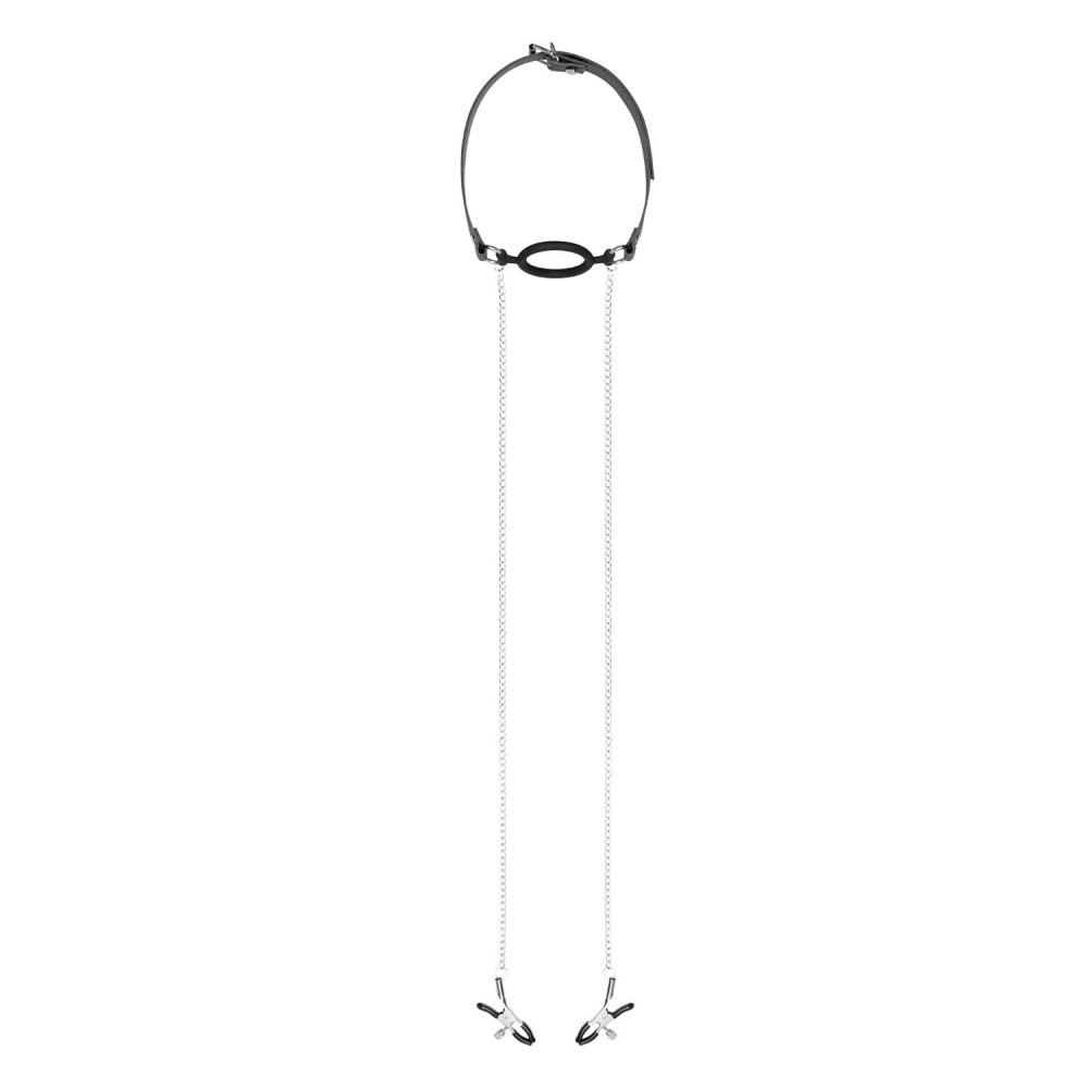 Интимные украшения - Зажимы для сосков с кляпом Bedroom Fantasies Nipple Clamps & Silicone Gag Ring 6