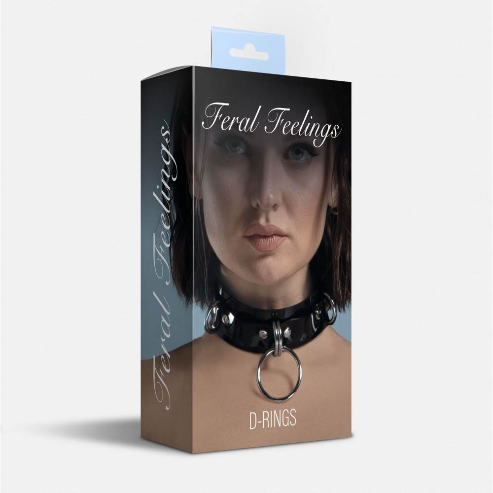 Ошейники, поводки - Ошейник для фиксации Feral Feelings - D-Rings Black 1