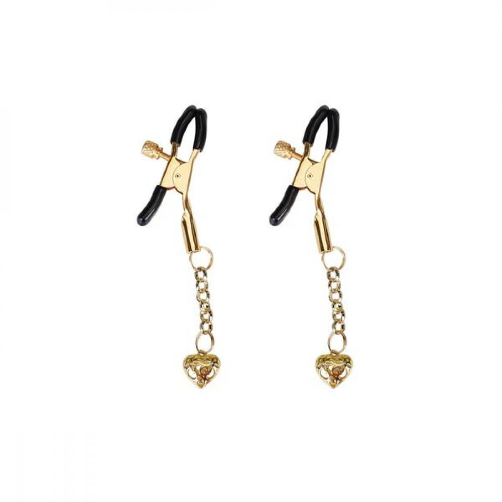 Интимные украшения - Зажимы для сосков Liebe Seele Hollow Heart Nipple Clamps Gold