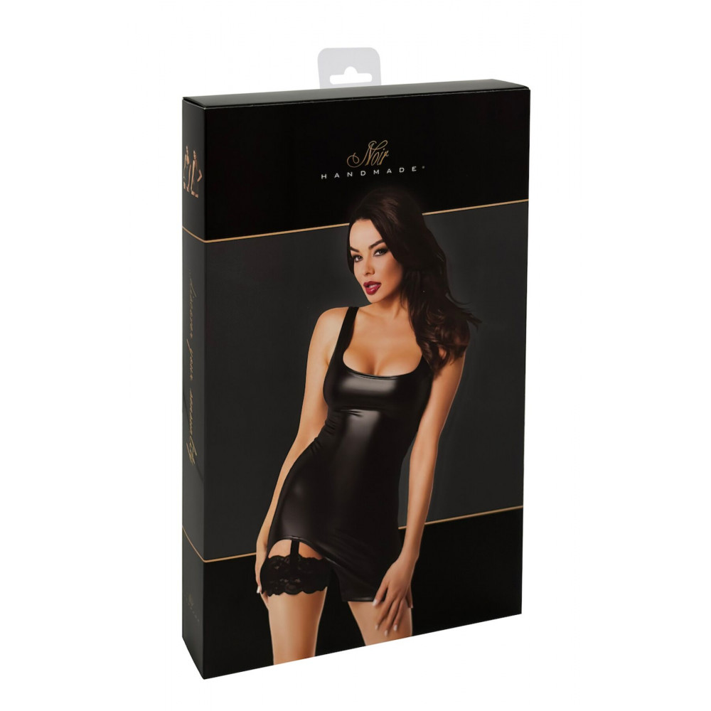 Женское эротическое белье - Платье Noir Handmade F344 Powerwetlook dress with garter - XXL 7