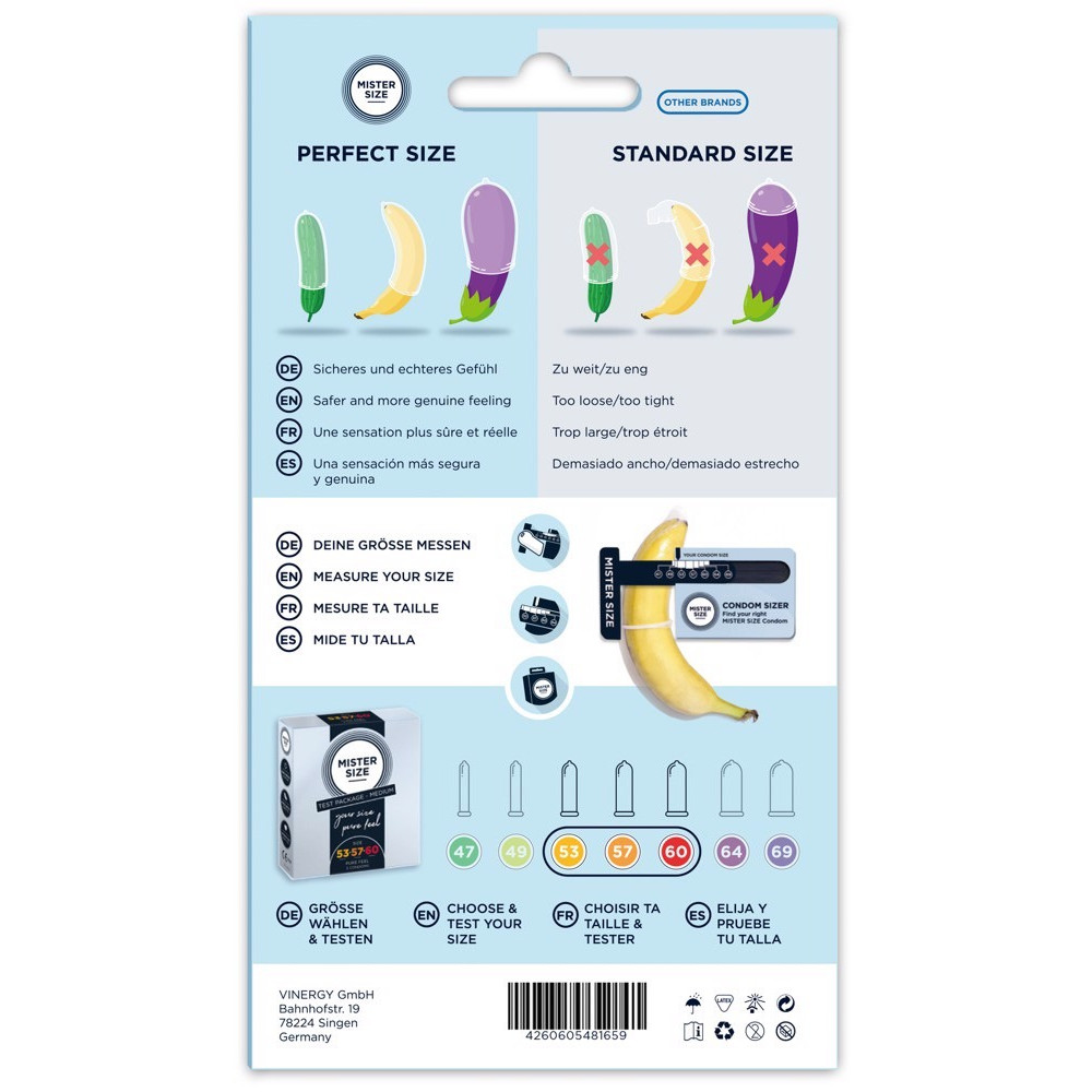 Лубриканты - Тестбокс/Комплект из 3 презервативов Mister Size Tester Kit 53-57-60 Medium, для определения размера 1