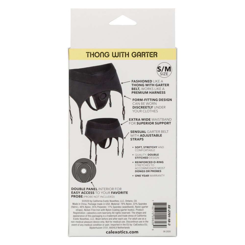 Страпон - Трусики для страпона с широким поясом California Exotics Boundless Thong with Garter S/М 2