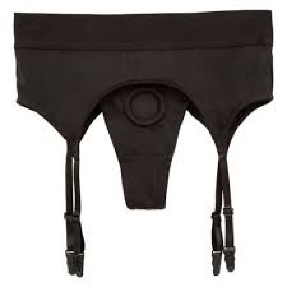 Страпон - Трусики для страпона с широким поясом California Exotics Boundless Thong with Garter S/М 5