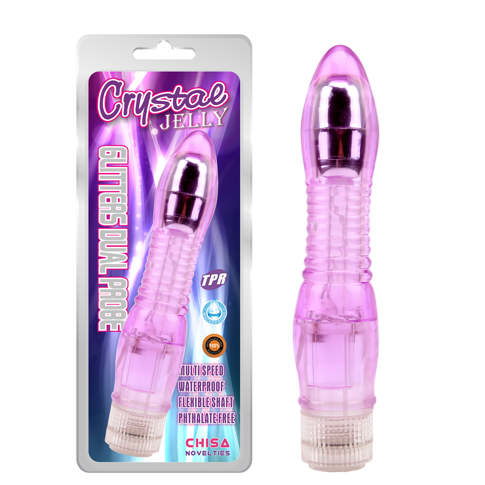 Секс игрушки - Вибратор гелевый ребристый Chisa Crystal Jellie, фиолетовый
