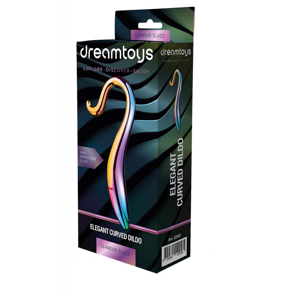 Секс игрушки - Изогнутый стеклянный фаллоимитатор Dream Toys Glamour Glass, разноцветный 3
