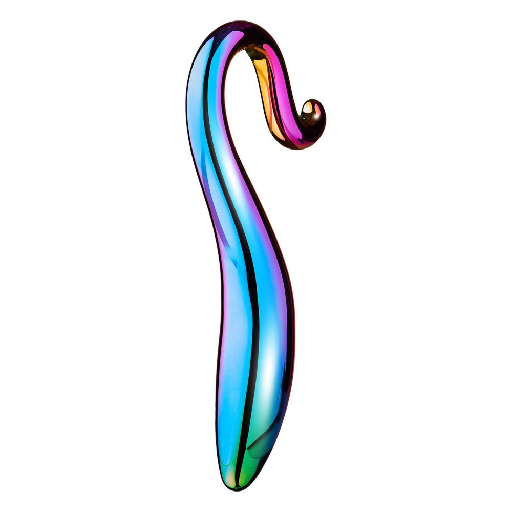 Секс игрушки - Изогнутый стеклянный фаллоимитатор Dream Toys Glamour Glass, разноцветный 2
