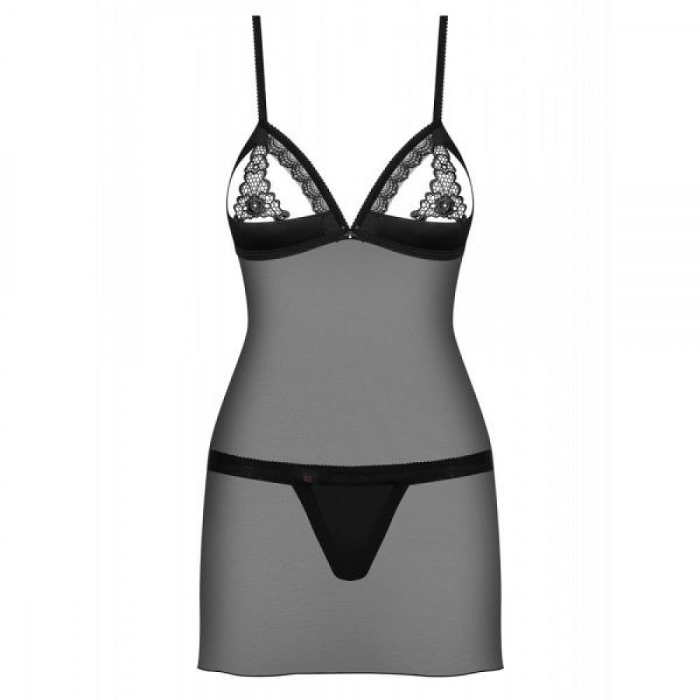 Эротические пеньюары и сорочки - Cорочка Obsessive 865-CHE-1 chemise & thong S/M 2