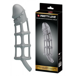 Ажурная насадка Penis Sleeve With Ball Strap, BI-026234.