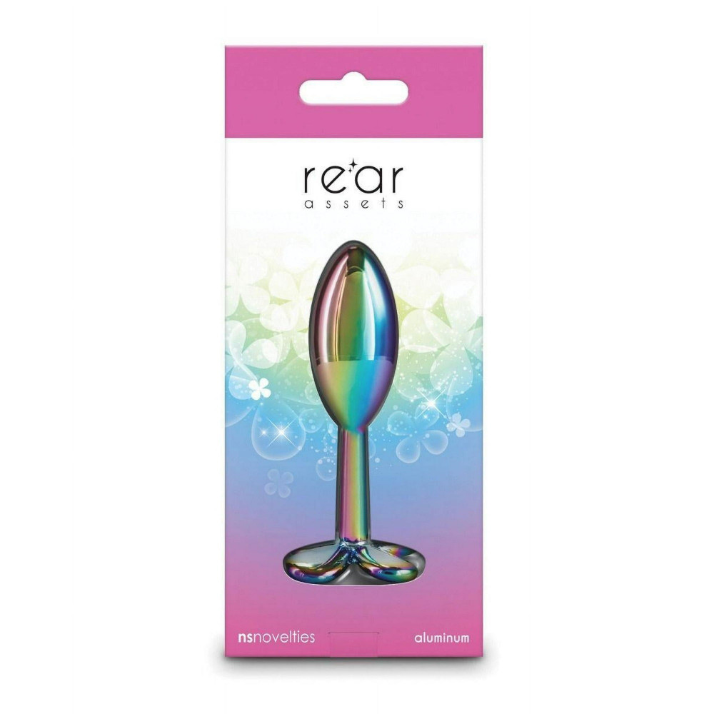 Секс игрушки - Анальная пробка металлическая NS Novelties Rear Assets Clover радужная 4
