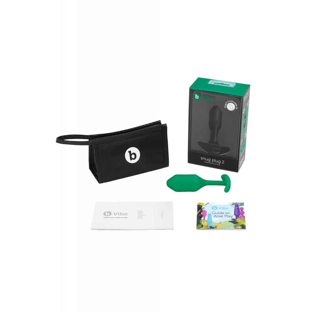 Секс игрушки - Анальная пробка со смещенным центром тяжести B-Vibe Snug Plug 2, силиконовая, зеленая 8