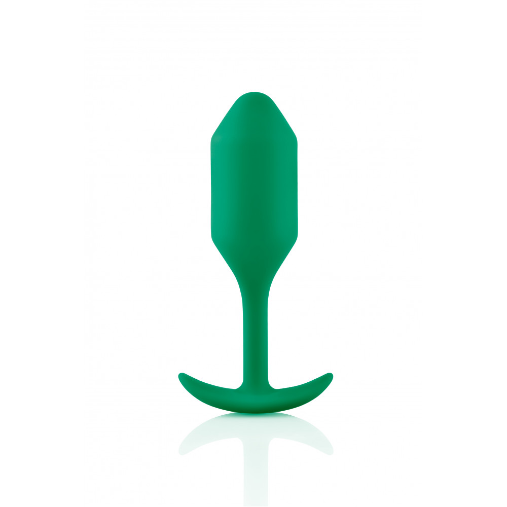 Секс игрушки - Анальная пробка со смещенным центром тяжести B-Vibe Snug Plug 2, силиконовая, зеленая