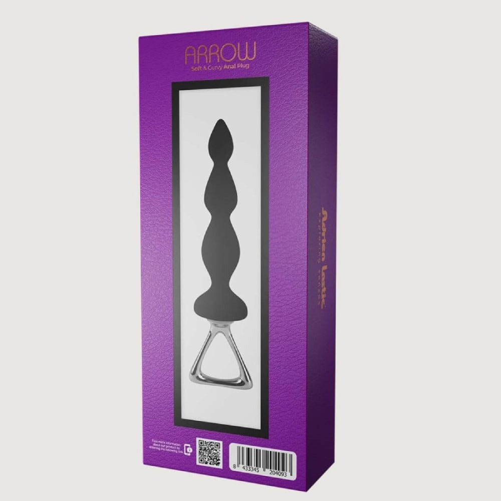 Секс игрушки - Анальная силиконовая елочка Adrien Lastic Arrow с металлическим держателем, черная 5