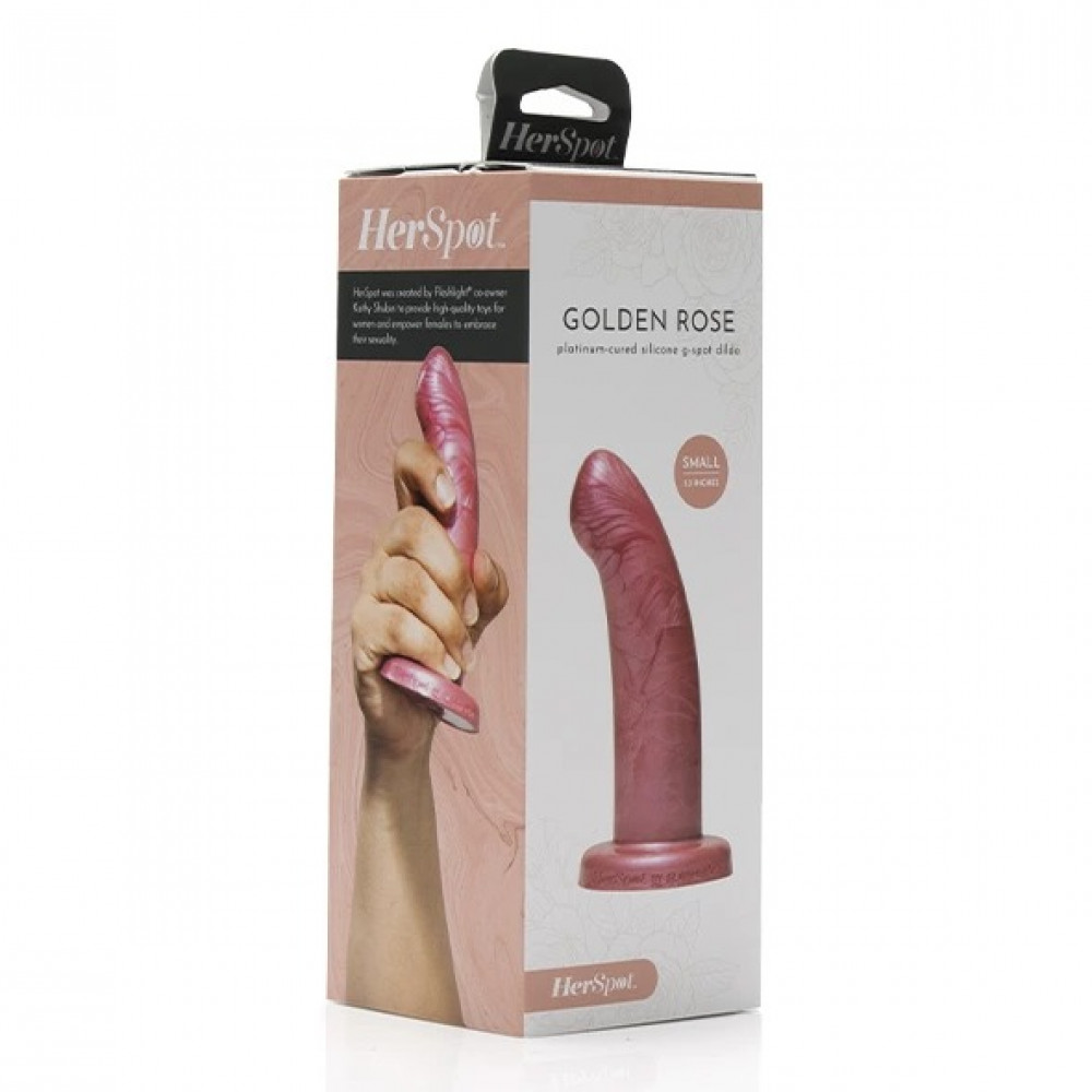 Фаллоимитатор - Фаллоимитатор с изогнутым стержнем FleshLight HerSpot розовое золото, Medium 6