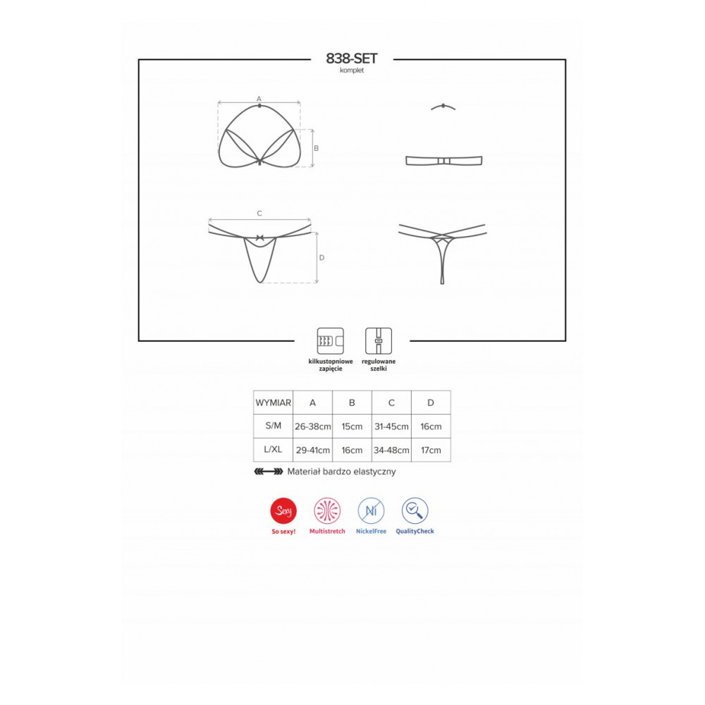 Эротическое белье - Комплект Obsessive 838-SET-3 S/M 2