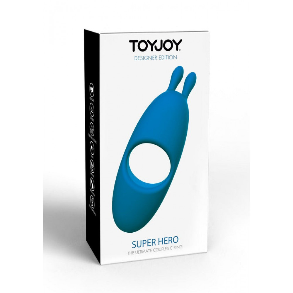 Секс игрушки - Перезаряжаемое парное кольцо для пениса Toy Joy Superhero Couples C-Ring синее 5