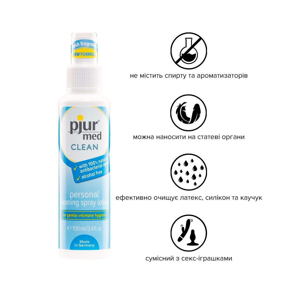 Средства по уходу за секс игрушками - Очищающий спрей pjur med CLEAN 100 мл для нежной кожи и игрушек, антибактериальный 2