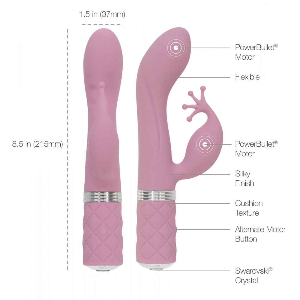 Вибратор-кролик - Роскошный вибратор-кролик Pillow Talk - Kinky Pink с кристаллом Сваровски, мощный 1
