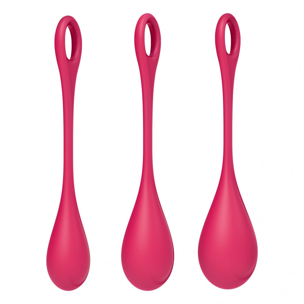 Вагинальные шарики - Набор йони бусин Satisfyer Yoni Power 1 Red, диаметр 2-2,5-3см, вес 22-46-74гр 3