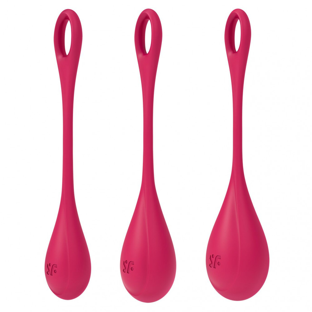 Вагинальные шарики - Набор йони бусин Satisfyer Yoni Power 1 Red, диаметр 2-2,5-3см, вес 22-46-74гр