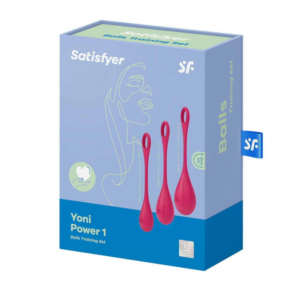 Вагинальные шарики - Набор йони бусин Satisfyer Yoni Power 1 Red, диаметр 2-2,5-3см, вес 22-46-74гр 1