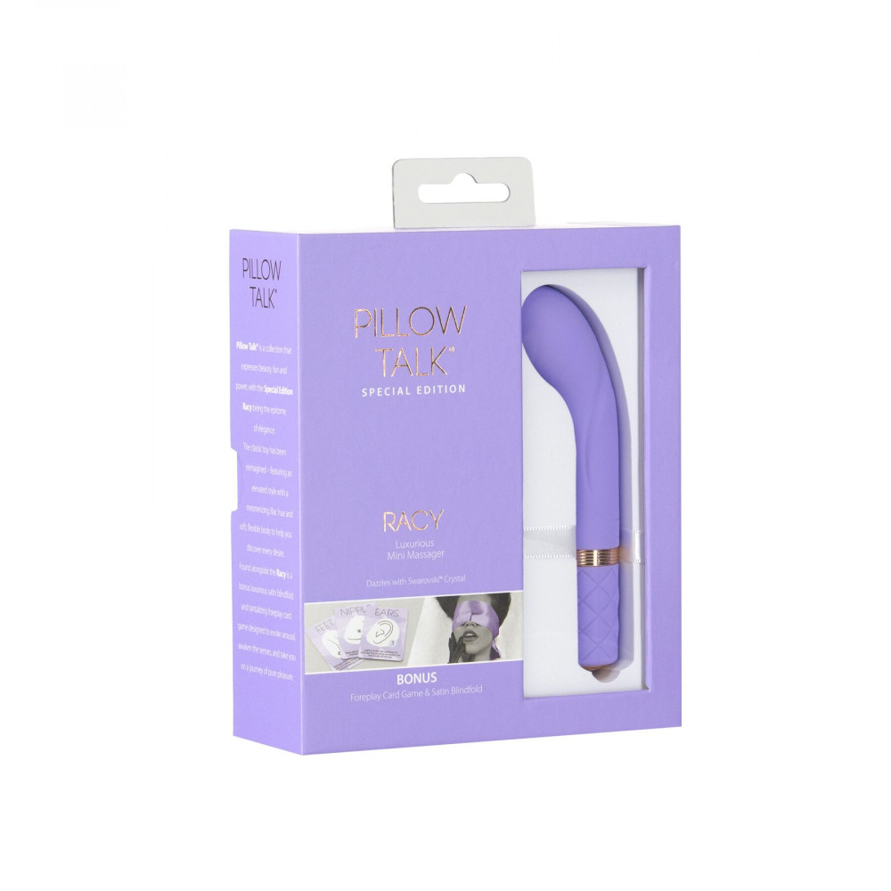 Стимулятор точки G - Роскошный вибратор Pillow Talk Racy Purple Special Edition, Сваровски, повязка на глаза+игра 1