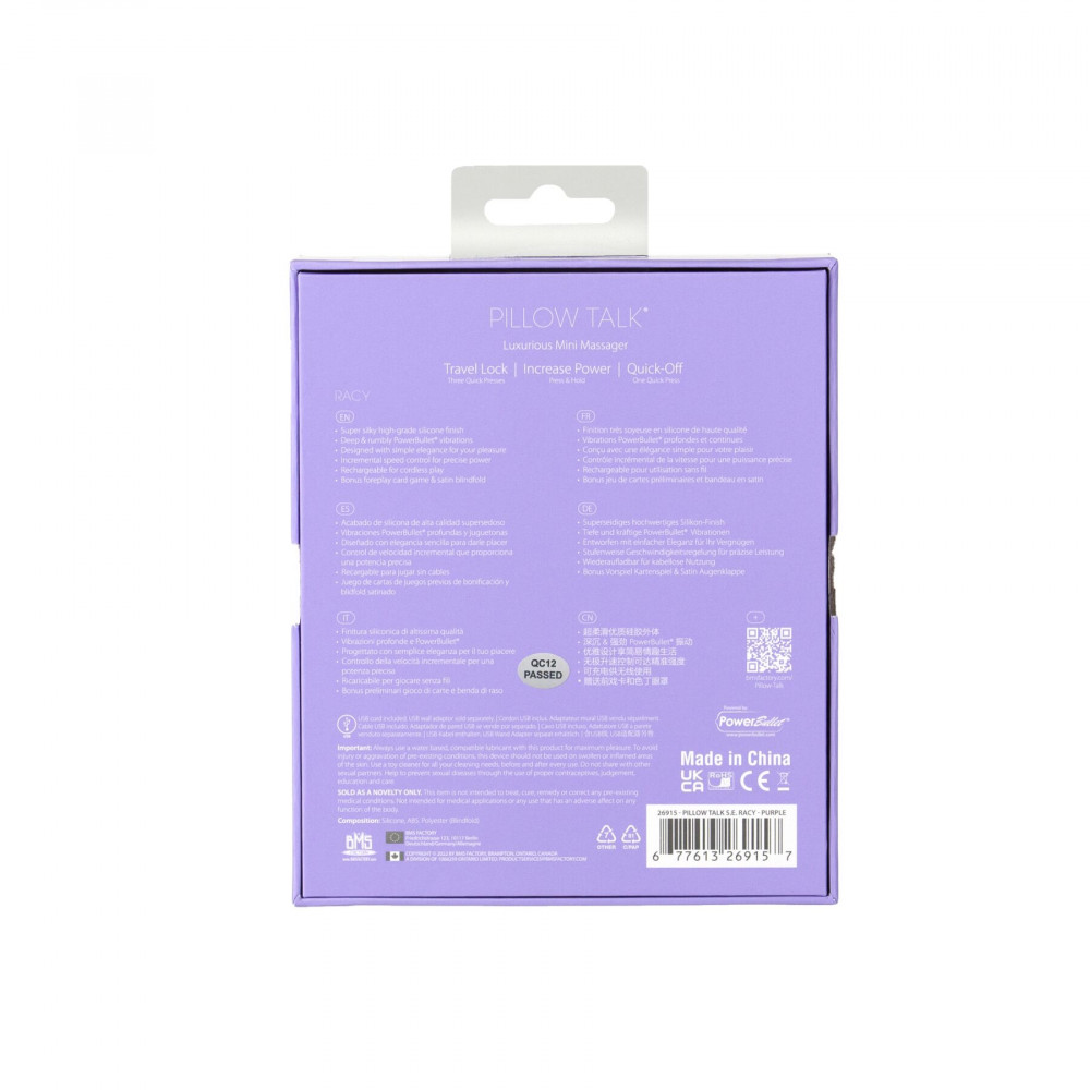 Стимулятор точки G - Роскошный вибратор Pillow Talk Racy Purple Special Edition, Сваровски, повязка на глаза+игра 2