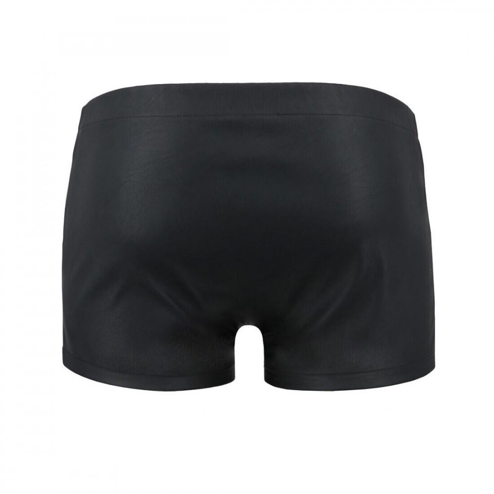 Стринги, трусы и шорты - Мужские кожаные боксеры с заклепками Passion 048 Short David L/XL Black 1