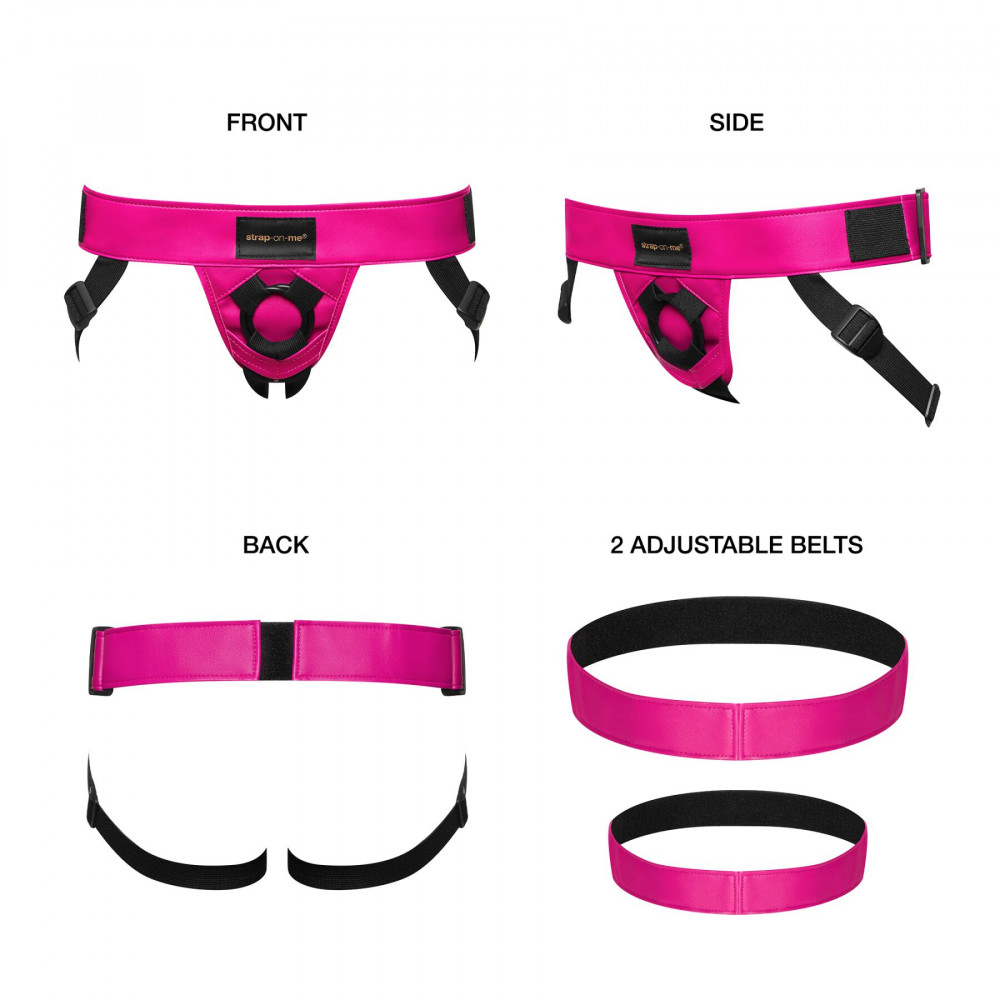 Трусики для страпонов - Трусы для страпона Strap-On-Me Leatherette Harness Curious  Fuchsia 6