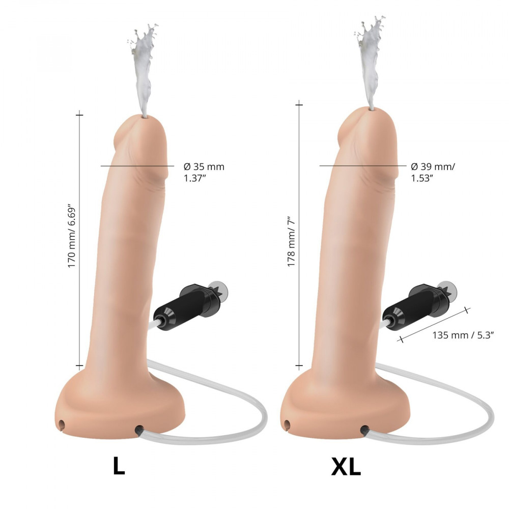 Фаллоимитатор - Кончающий фаллоимитатор Strap-On-Me Squirting Cum Dildo Realistic Flash, диам. 3,9 см, силикон 5