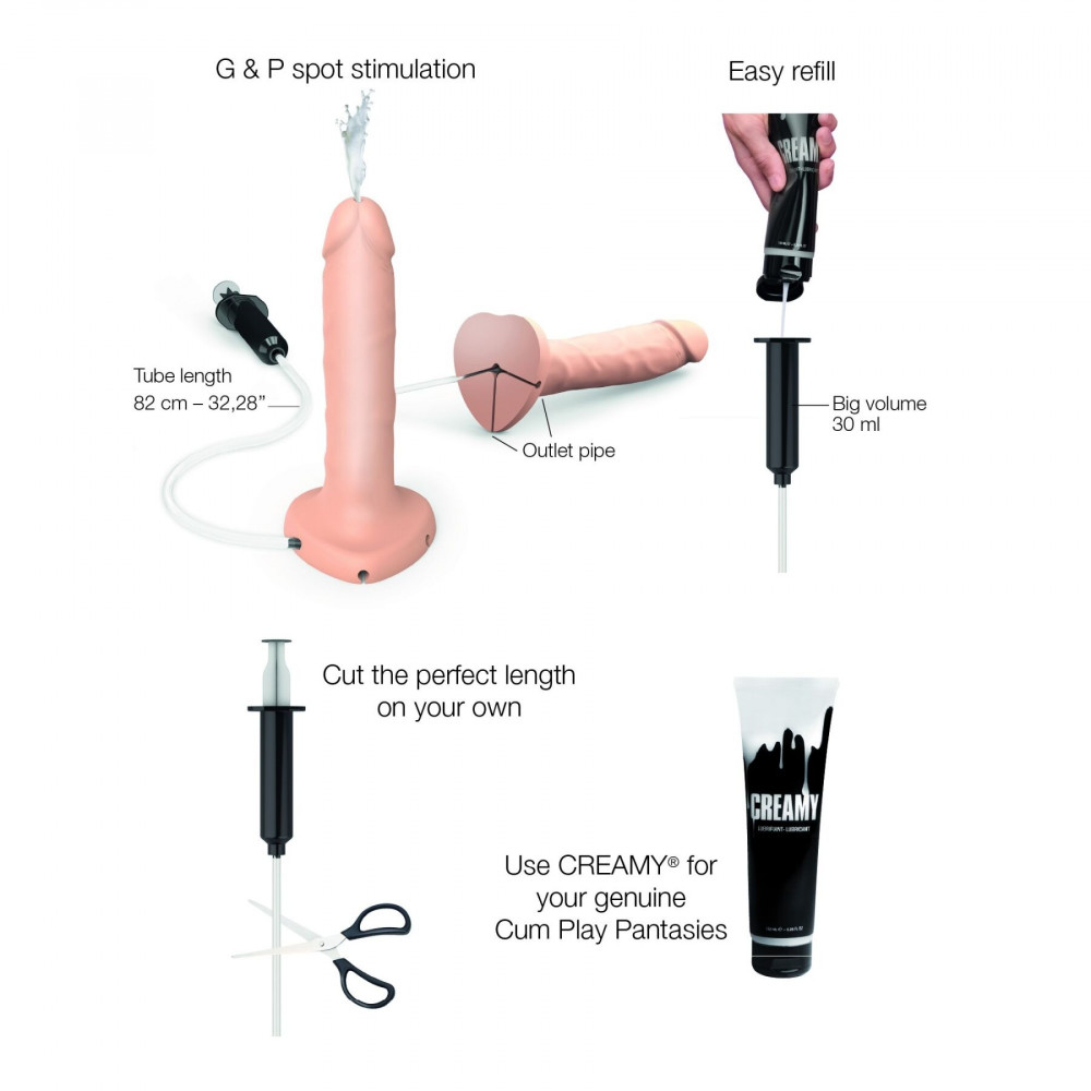 Фаллоимитатор - Кончающий фаллоимитатор Strap-On-Me Squirting Cum Dildo Realistic Flash, диам. 3,9 см, силикон 6