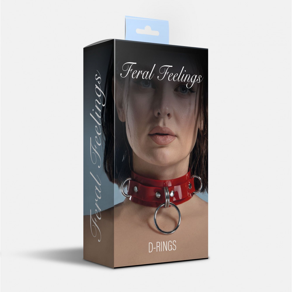 Ошейники, поводки - Ошейник для фиксации Feral Feelings - D-Rings Red 1