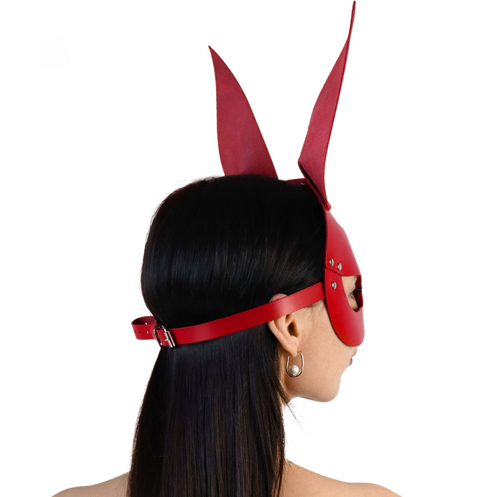 Маски - Кожаная маска Зайки Art of Sex - Bunny mask, цвет Красный 4