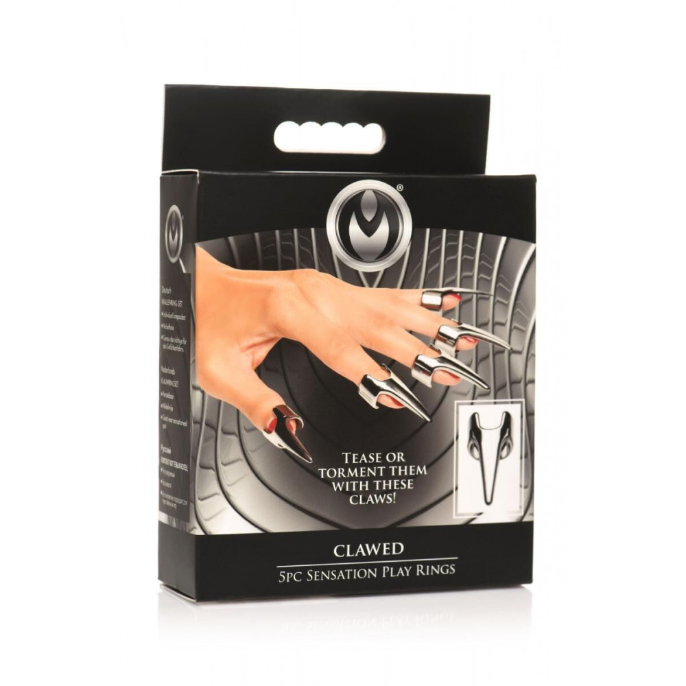 Интимные украшения - Набор колец с когтями Master Series Five-Piece Sensation Claw Rings - Silver 8