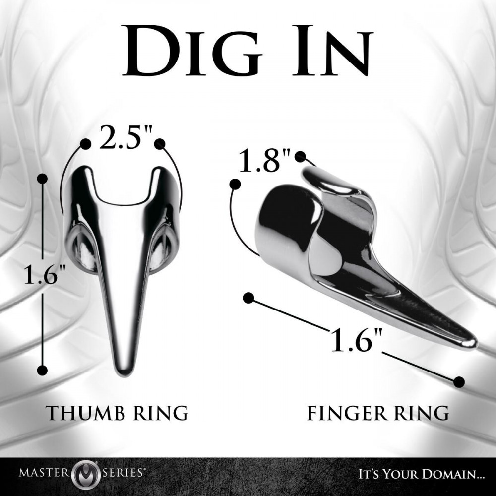 Интимные украшения - Набор колец с когтями Master Series Five-Piece Sensation Claw Rings - Silver 5