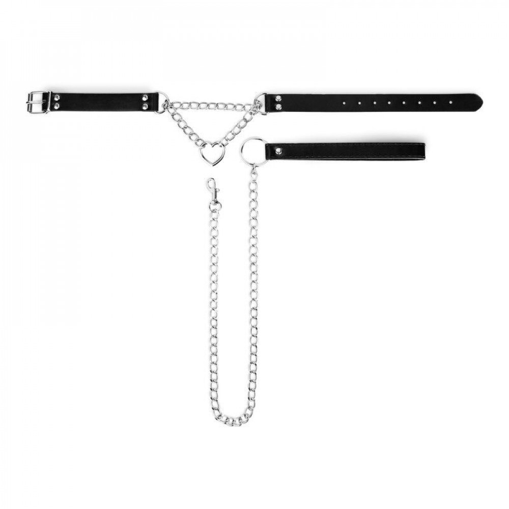 Ошейники, поводки - Ошейник с поводком Bedroom Fantasies: Collar with Chain - Silver 3