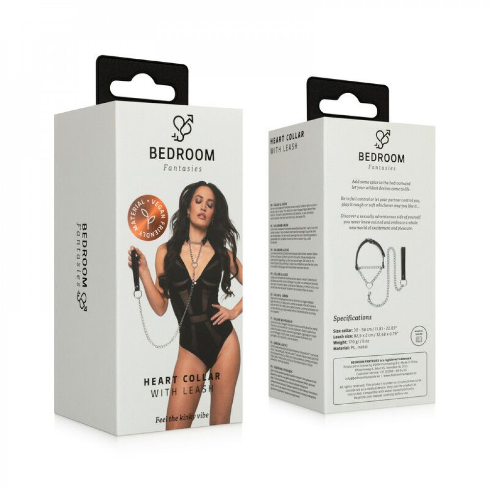 Ошейники, поводки - Ошейник с поводком Bedroom Fantasies: Collar with Chain - Silver 2