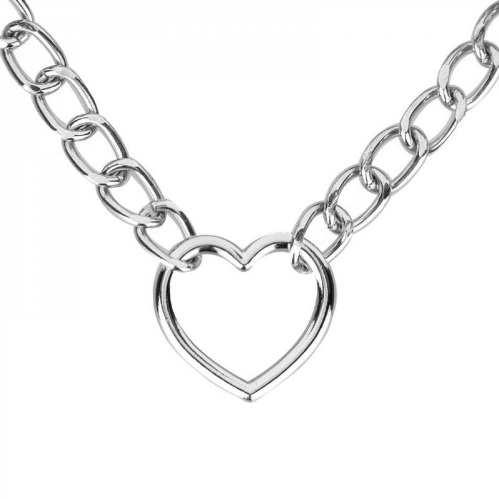 Ошейники, поводки - Ошейник с поводком Bedroom Fantasies: Collar with Chain - Silver 7