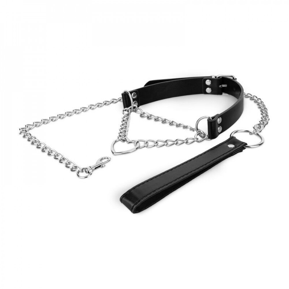 Ошейники, поводки - Ошейник с поводком Bedroom Fantasies: Collar with Chain - Silver 4