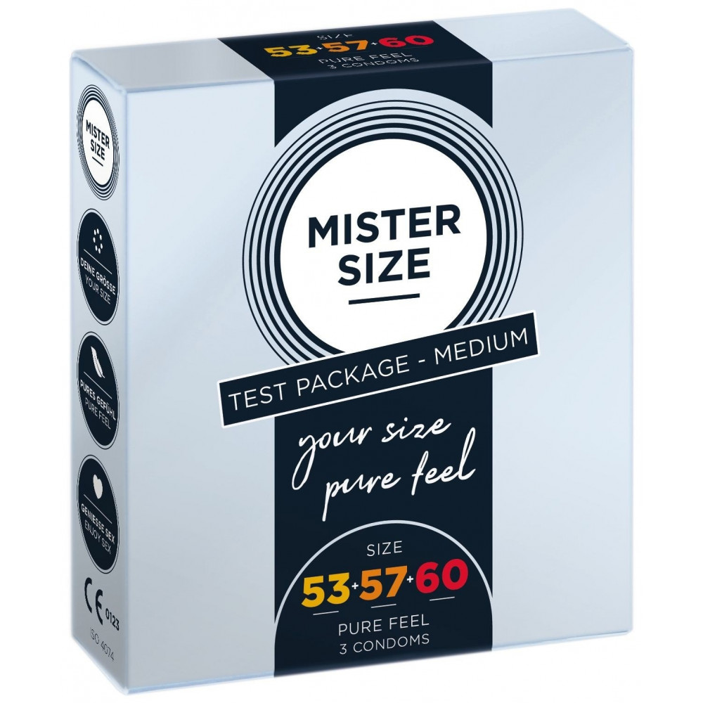 Лубриканты - Тестбокс/Комплект из 3-х презервативов Mister Size 53-57-60, для определения идеального размера 1