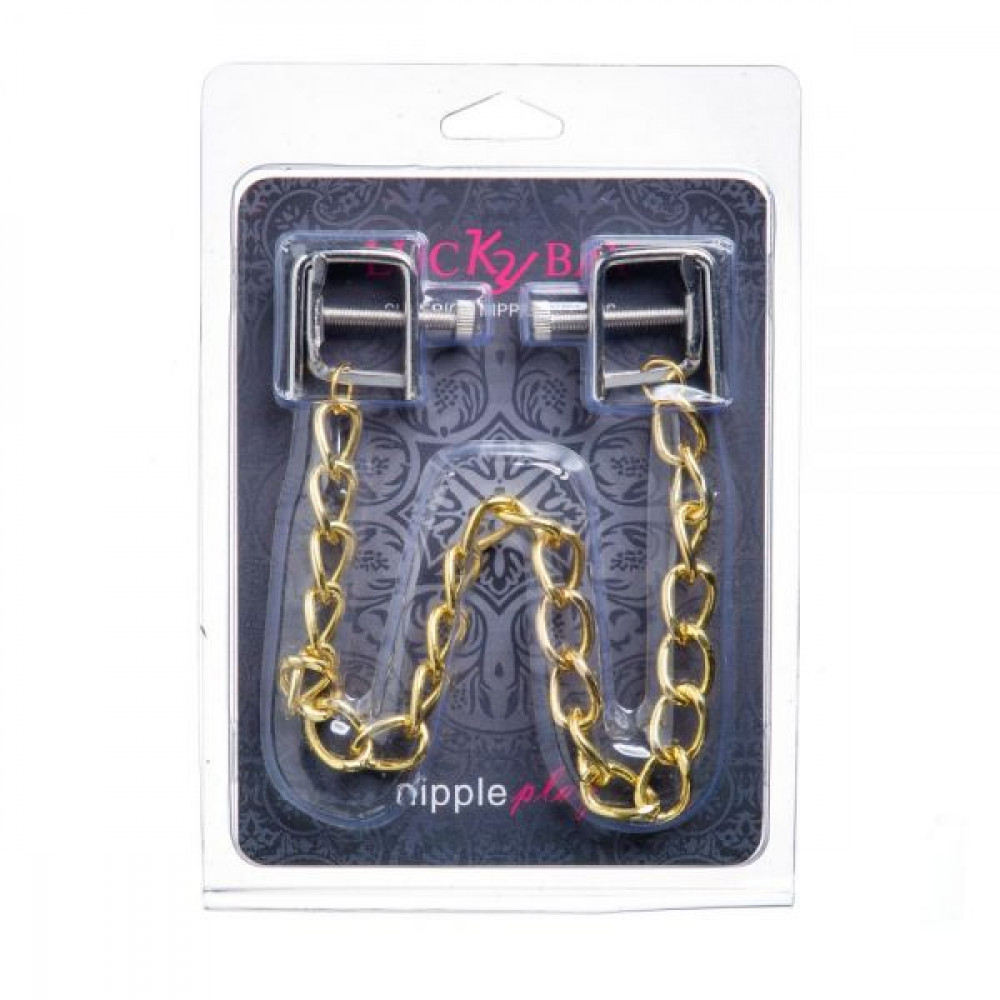  - Зажимы на соски Nipple play квадратные Gold Cnain 1