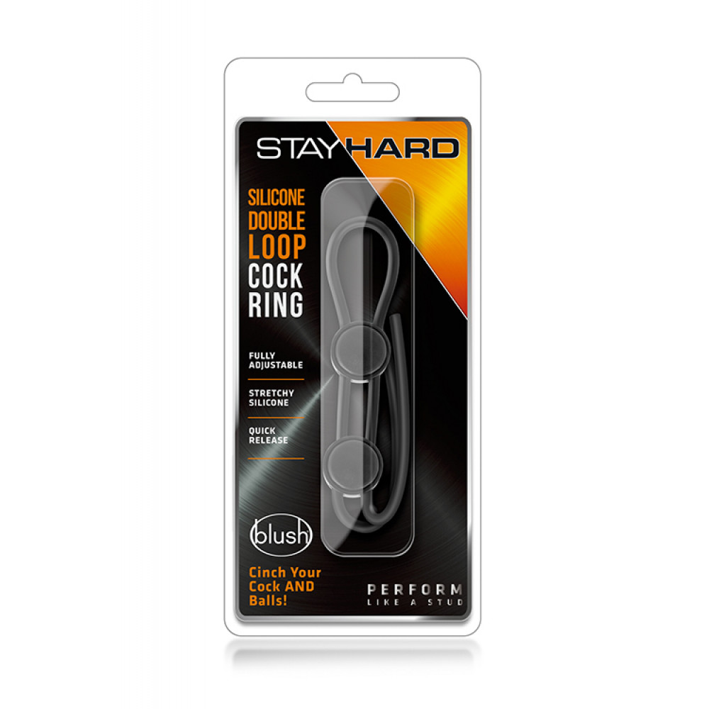 Секс игрушки - Регулируемое эрекционное кольцо STAY HARD DOUBLE LOOP BLACK 3