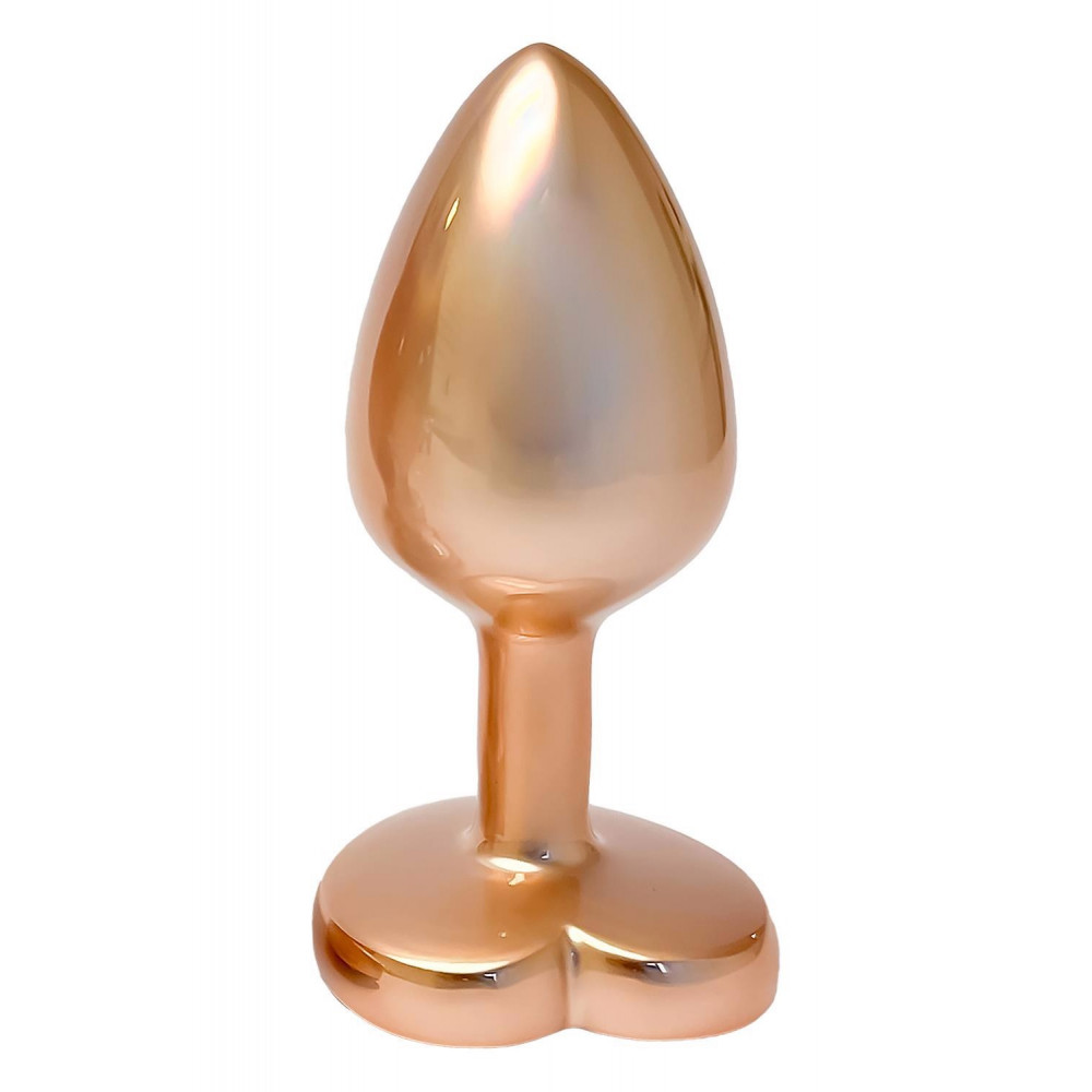 Секс игрушки - Алюминиевая анальная пробка золотистая Dream Toys Gleaming Love с декоративным белым камнем, S 1