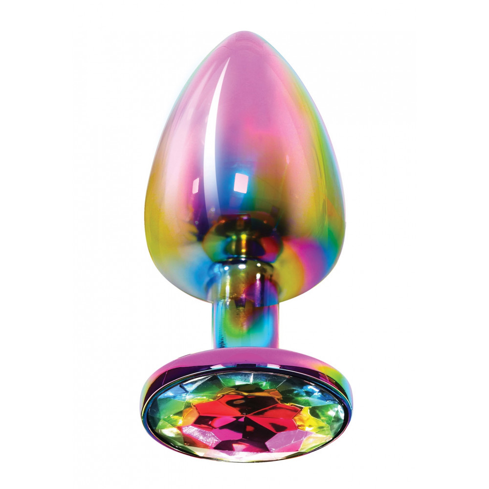 Секс игрушки - Анальная пробка металлическая Toy Joy Twilight Booty Jewel с кристаллом, радужный, Large 1