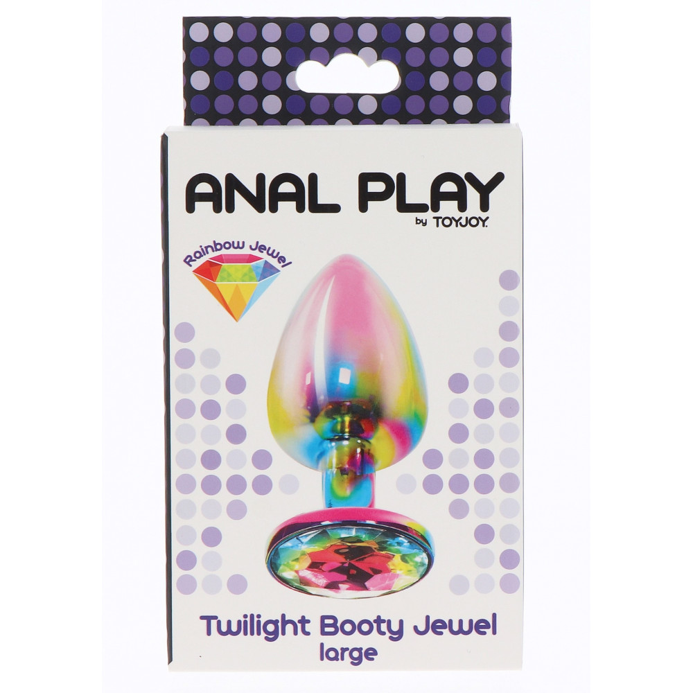 Секс игрушки - Анальная пробка металлическая Toy Joy Twilight Booty Jewel с кристаллом, радужный, Large 3