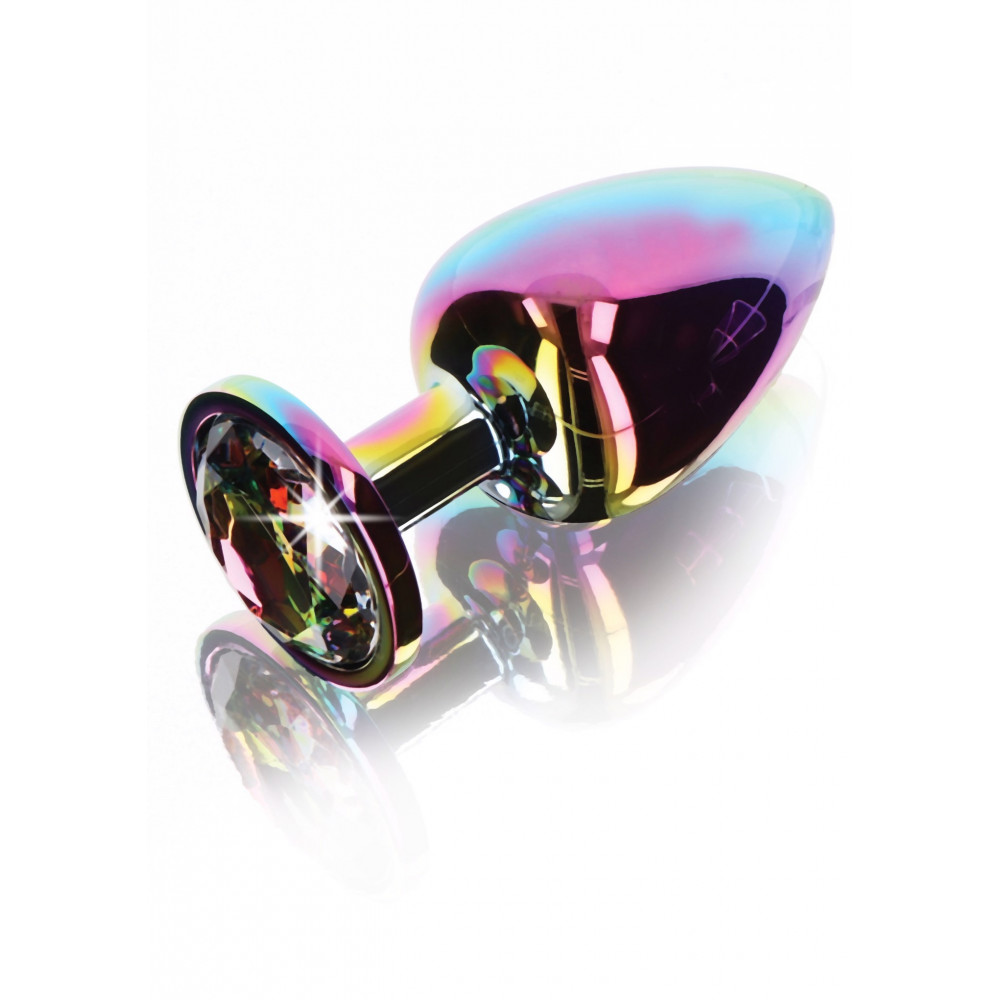 Секс игрушки - Анальная пробка металлическая Toy Joy Twilight Booty Jewel с кристаллом, радужный, Large
